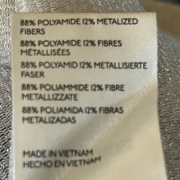 Anthropologie Lurex Mesh Short-Sleeve Mock-Neck Top- L - Picture 6 of 8